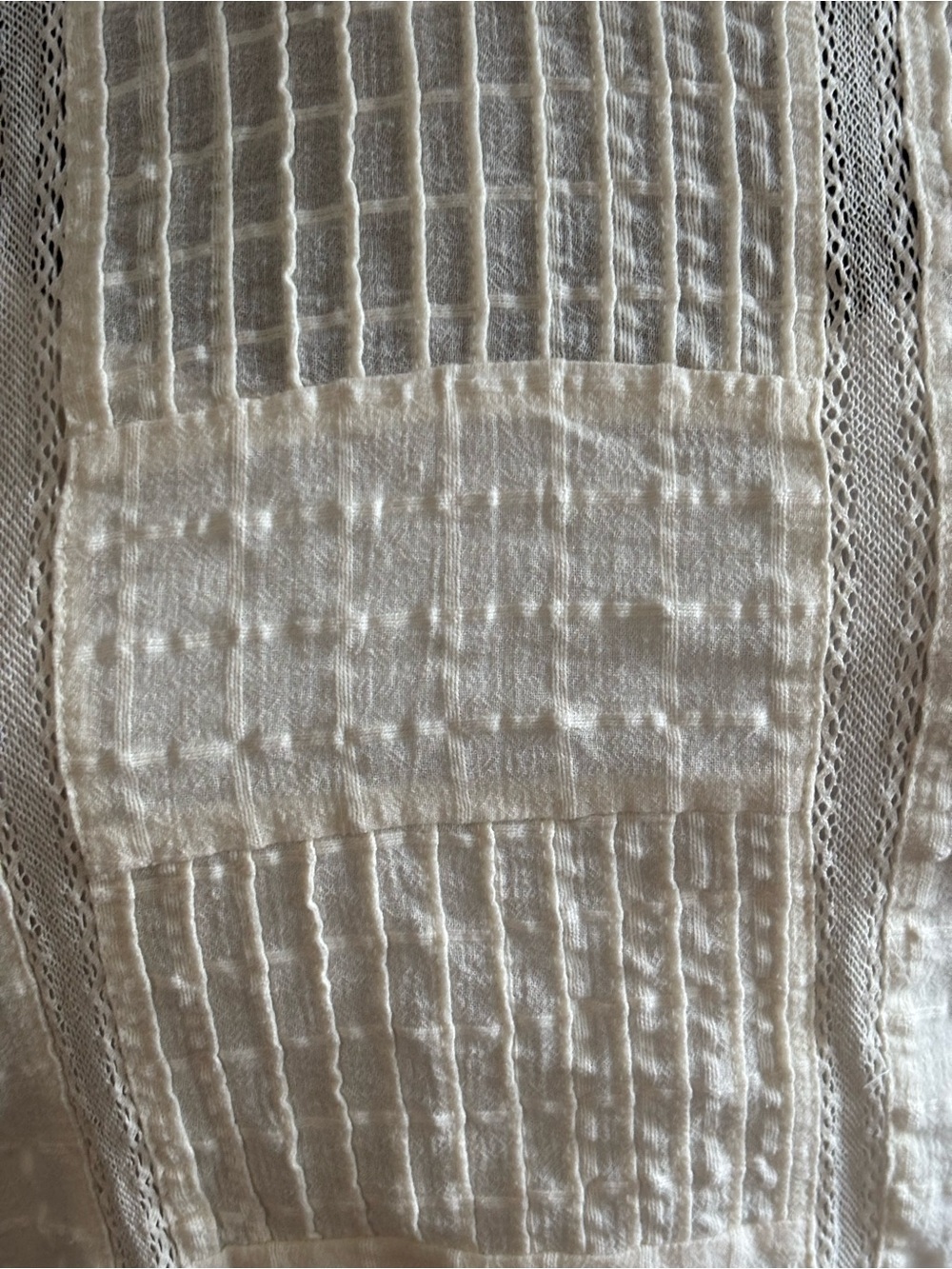 Treasure & Bond Cream Textured Lace-Inset Long Sleeve Blouse - Picture 2 of 6